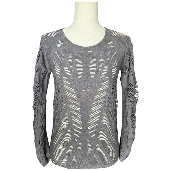 ALO Yoga Wanderer Long Sleeve Top Charcoal Heather Gray Active Shirt Size M/L - Picture 1 of 7